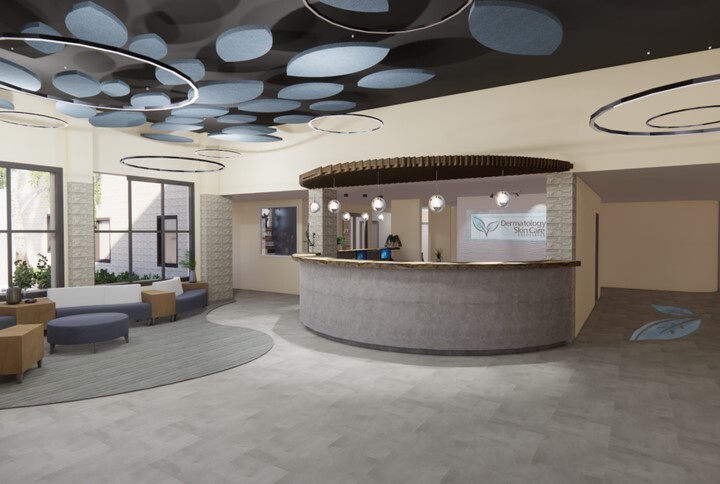 Rendering of lobby with receptionist desk